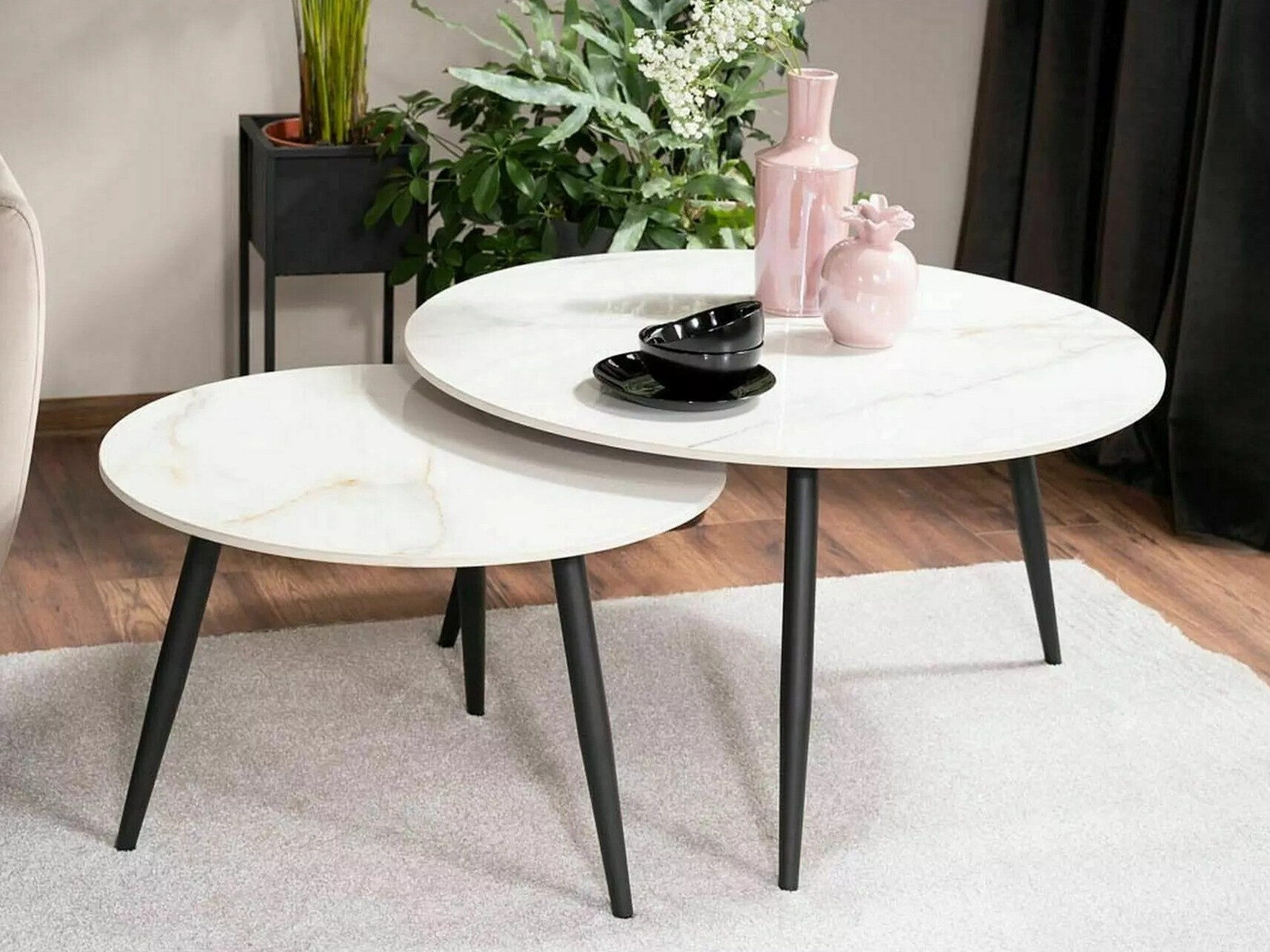 Ensemble tables basses Detroit 602 (Marbre blanc)