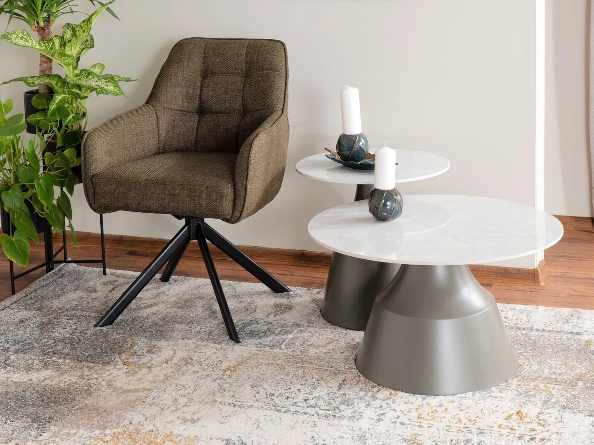 Ensemble tables basses Detroit 908 (Blanc + Gris)