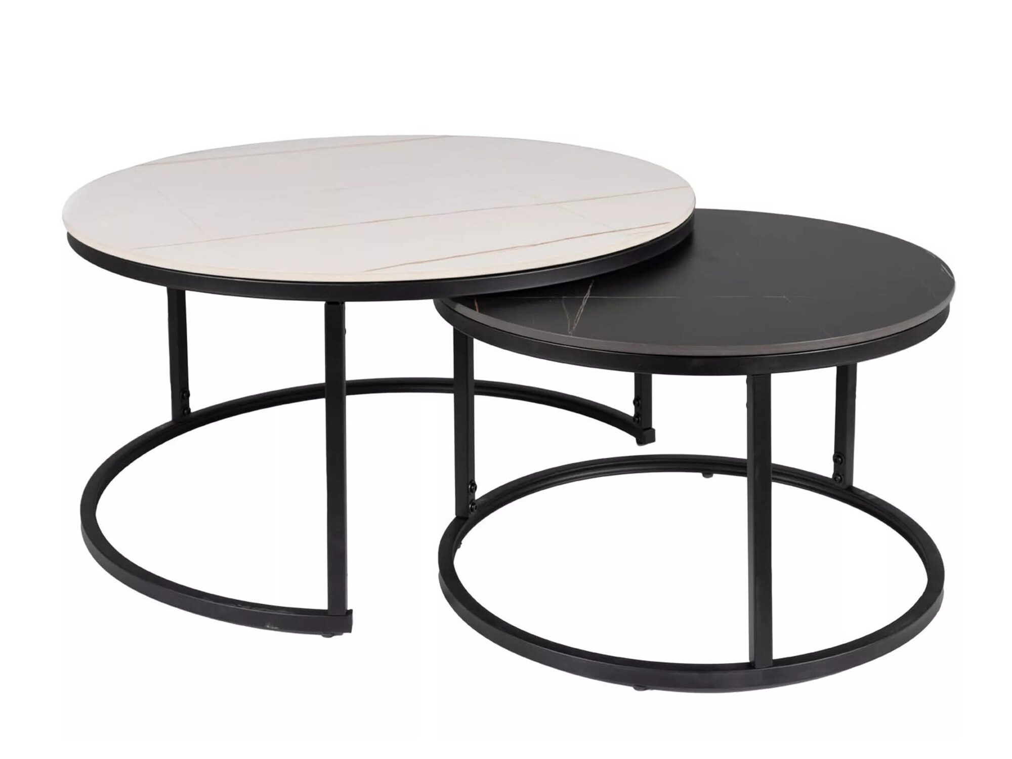 Ensemble tables basses Detroit 607 (Marbre blanc + Marbre noir)