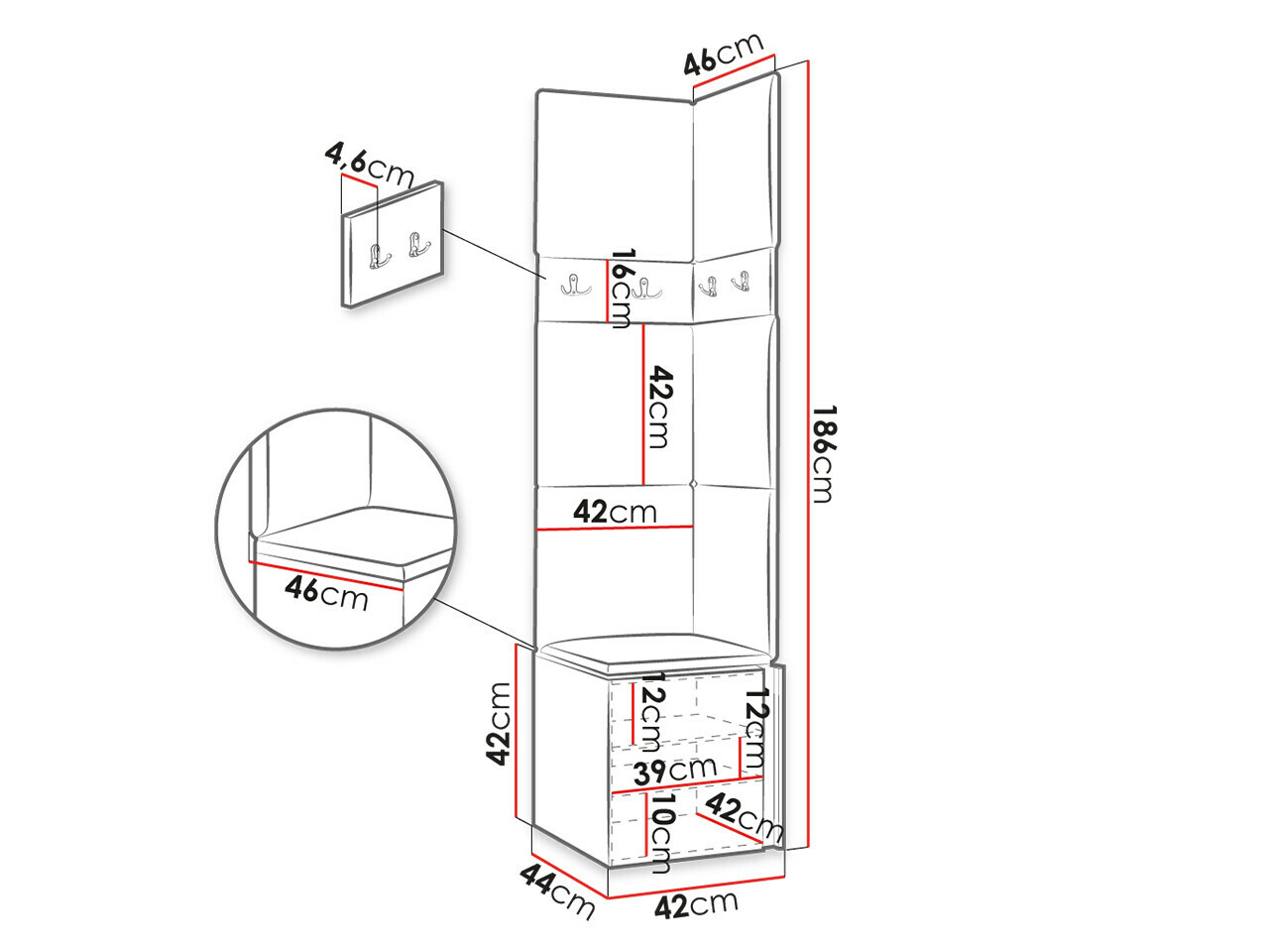 Meuble d'entrée Hartford 347 (Blanc)