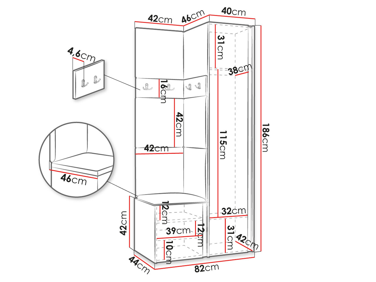 Meuble d'entrée Hartford 348 (Graphite)