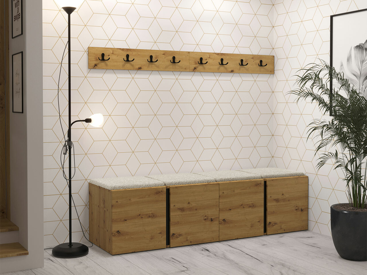 Meuble d'entrée Pinis VII (Chêne Artisan)