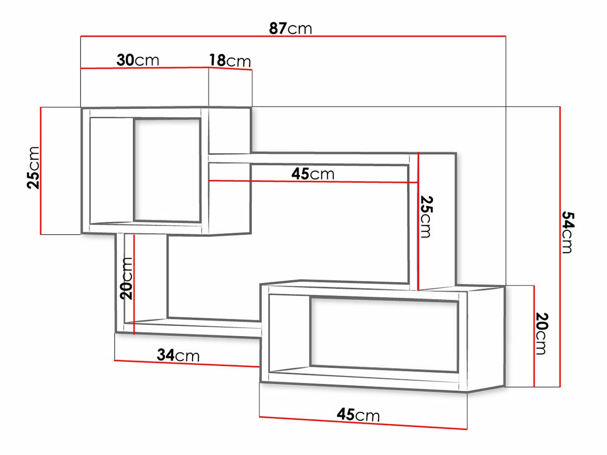 Étagère murale Lexicon II (Béton + Blanc)