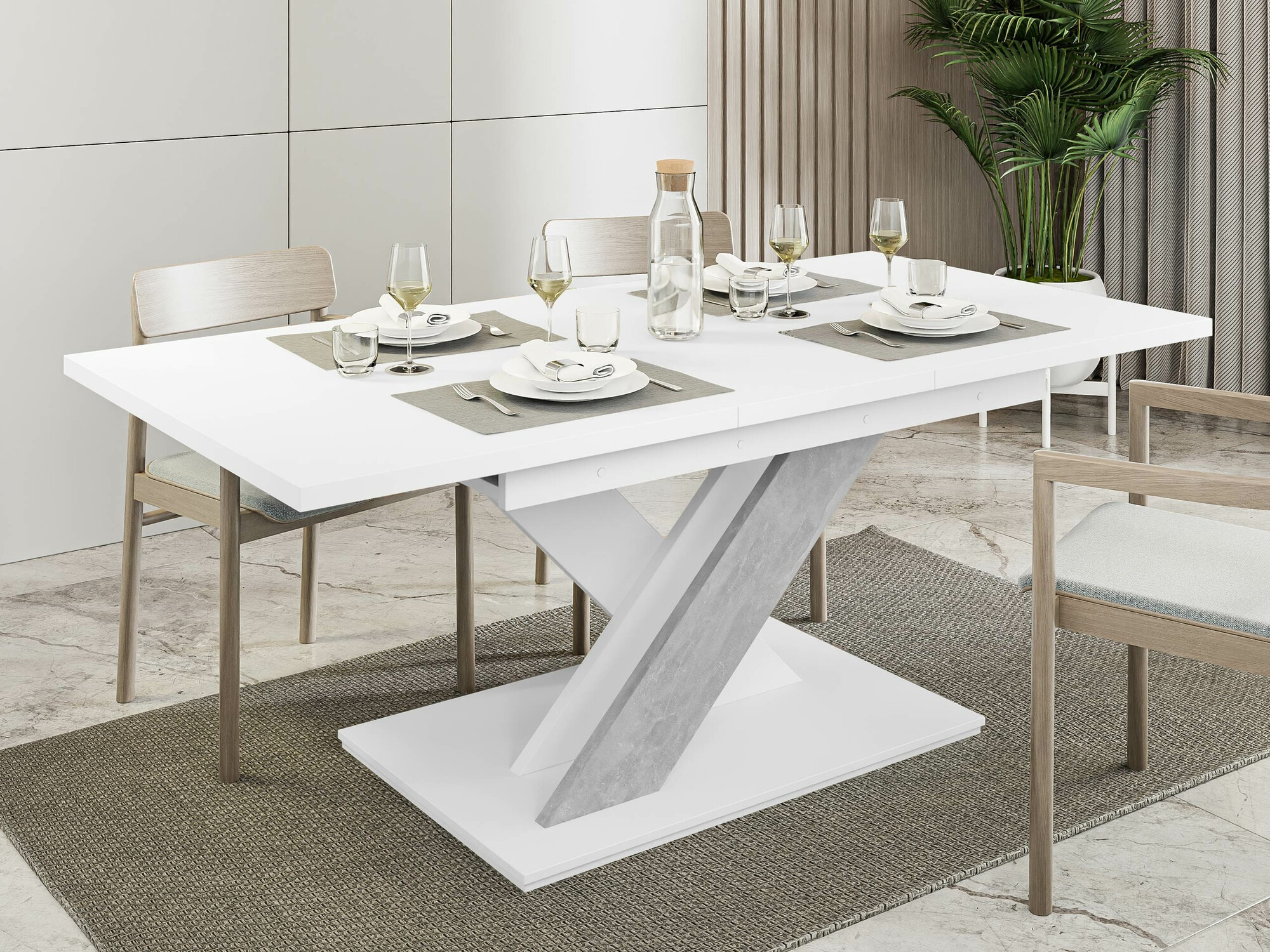 Table Decium (Blanc + Béton)