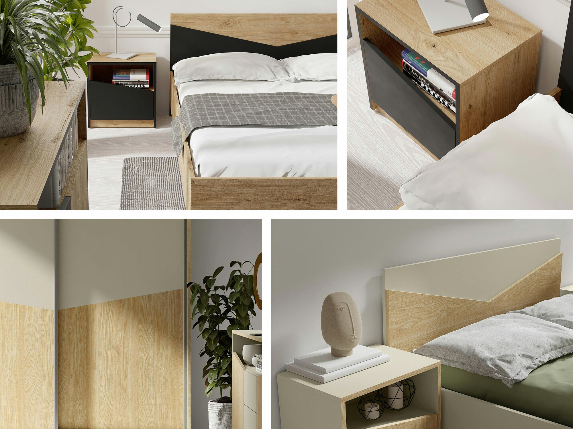 Table de chevet Tenreme 106 (Beige + Chêne)