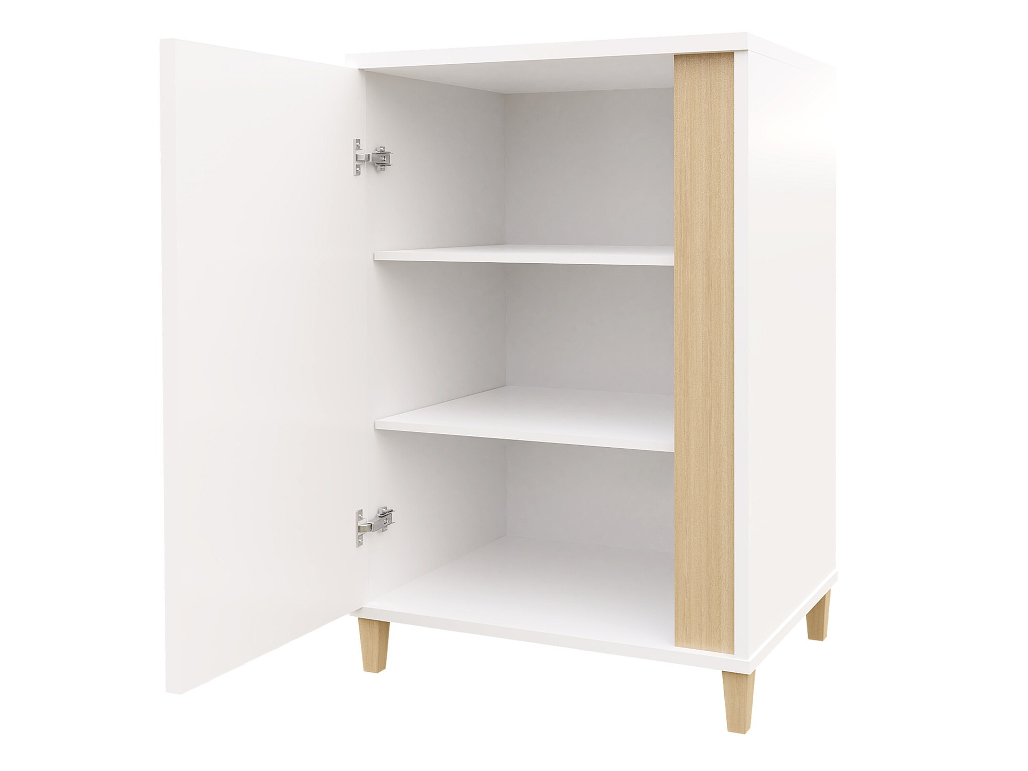 Buffet Florem I (Blanc + Blanc brillant + Clair bois)