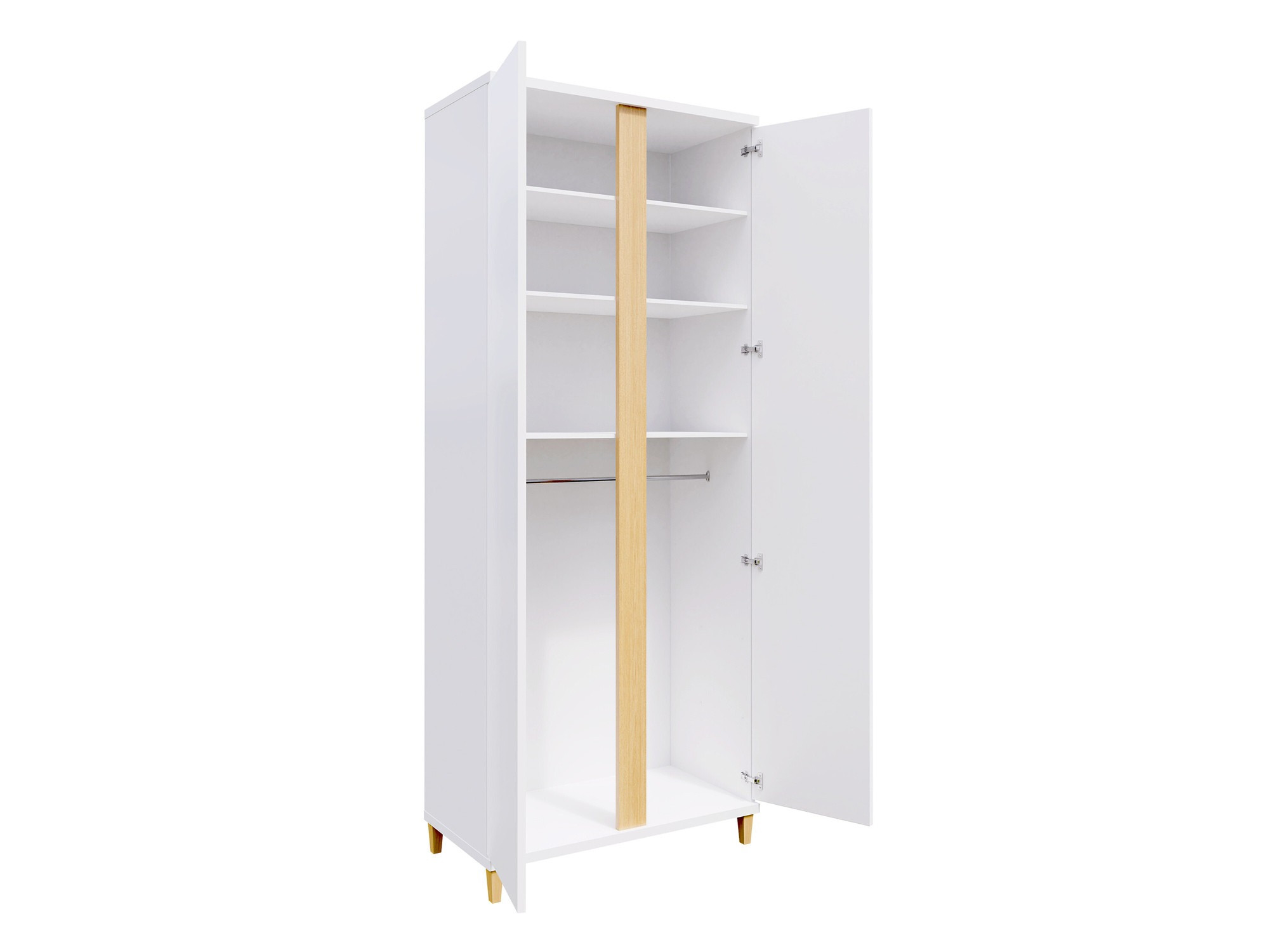 Armoire Florem (Blanc + Blanc brillant + Clair bois)