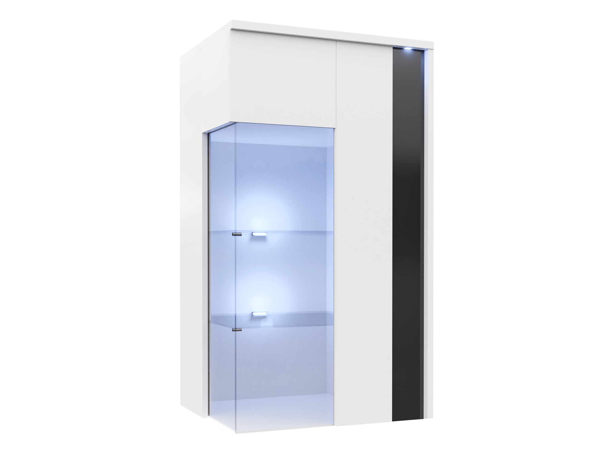 Armoire murale Florem I (Blanc + Blanc brillant + Noir brillant)