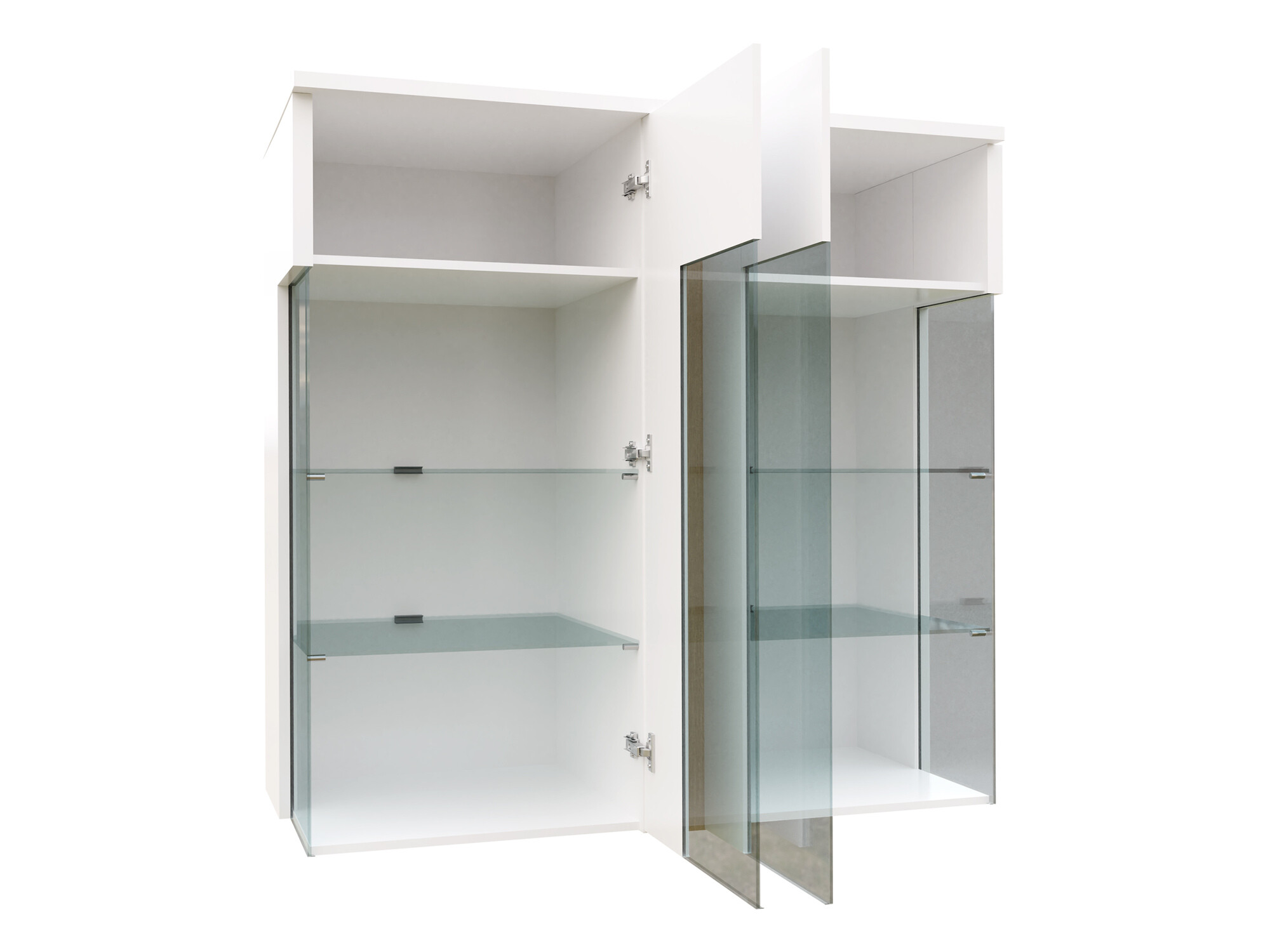 Buffet Florem III (Blanc + Blanc brillant + Clair bois)