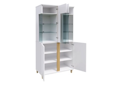 Étagère Livseri 116 (Blanc + Blanc brillant + Clair bois)