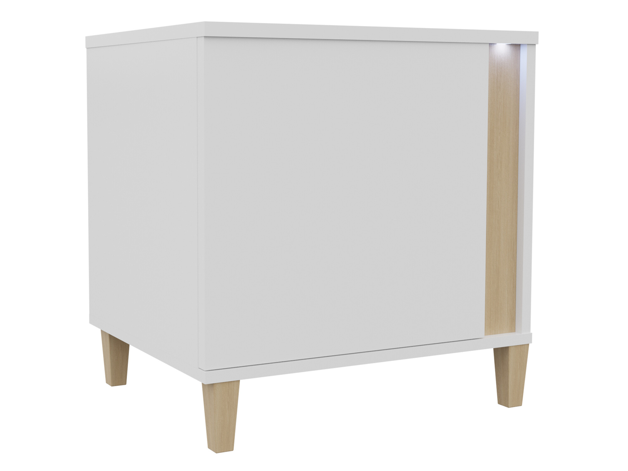 Table de chevet Florem I (Blanc + Blanc brillant + Clair bois)