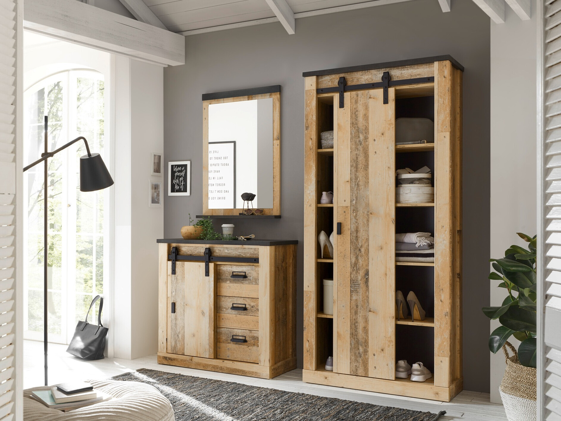 Meuble d'entrée Cirtale 129 (Arbre âgé + Anthracite)