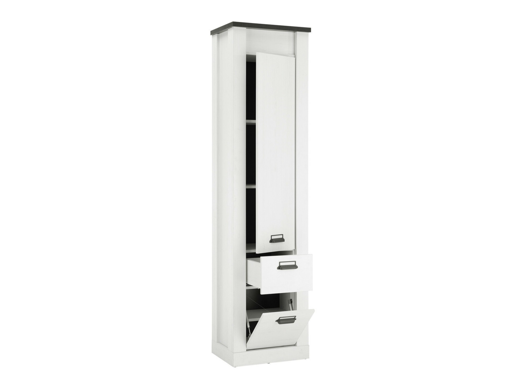 Meuble d'entrée Cirtale 130 (Pin blanchi + Anthracite)