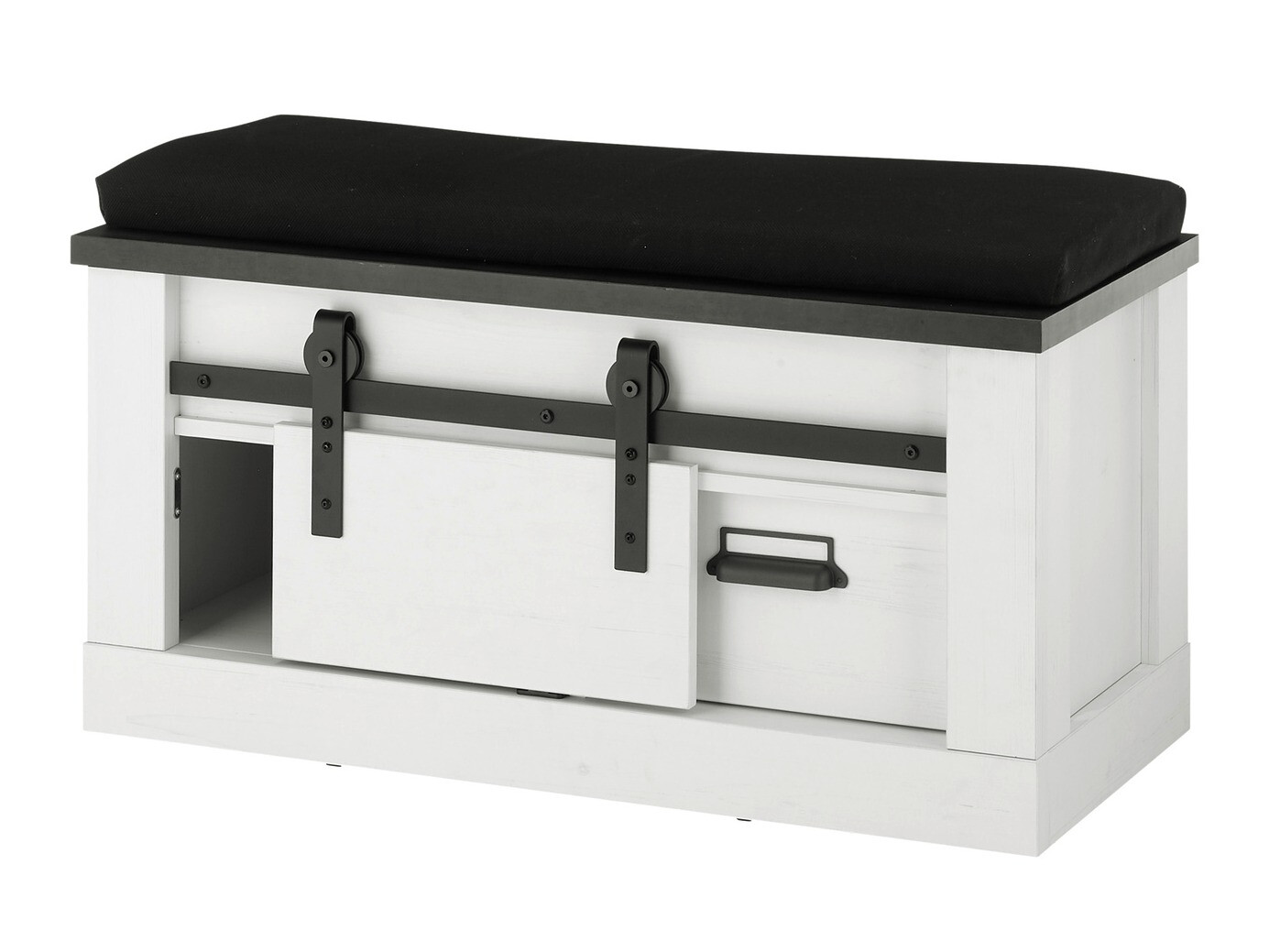 Meuble d'entrée Cirtale 130 (Pin blanchi + Anthracite)