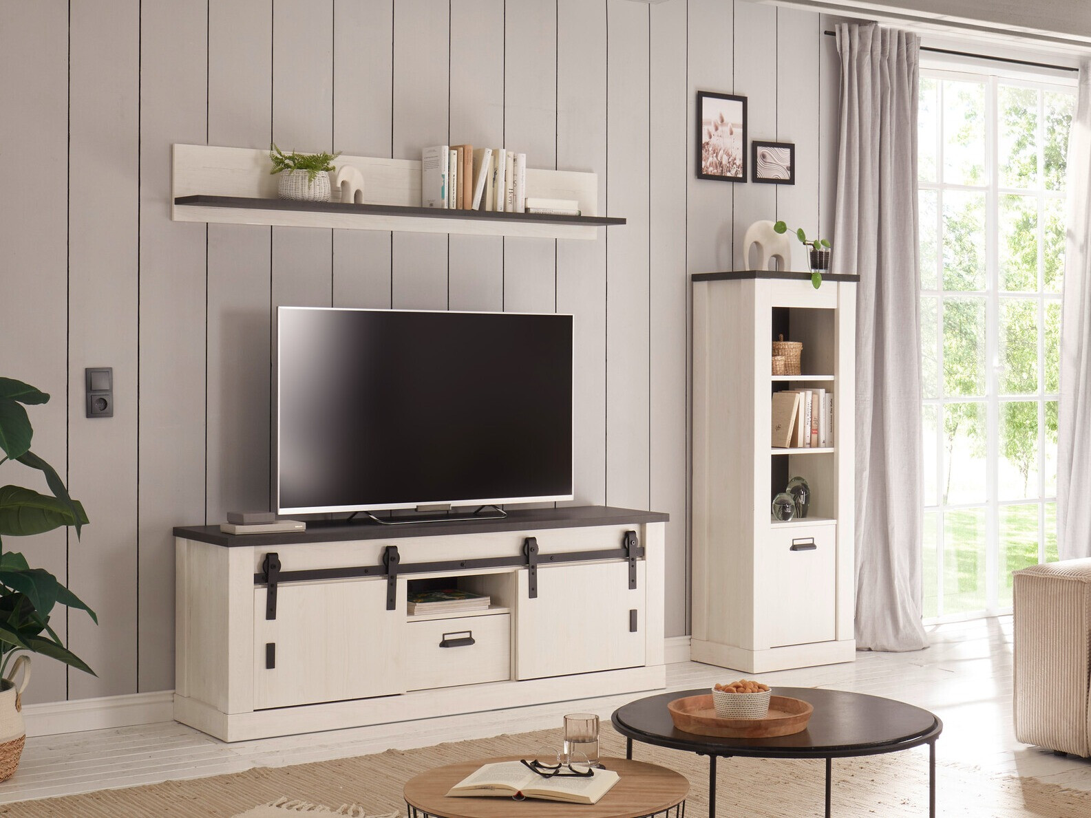 Ensemble de salon Cirtale 131 (Pin blanchi + Anthracite)