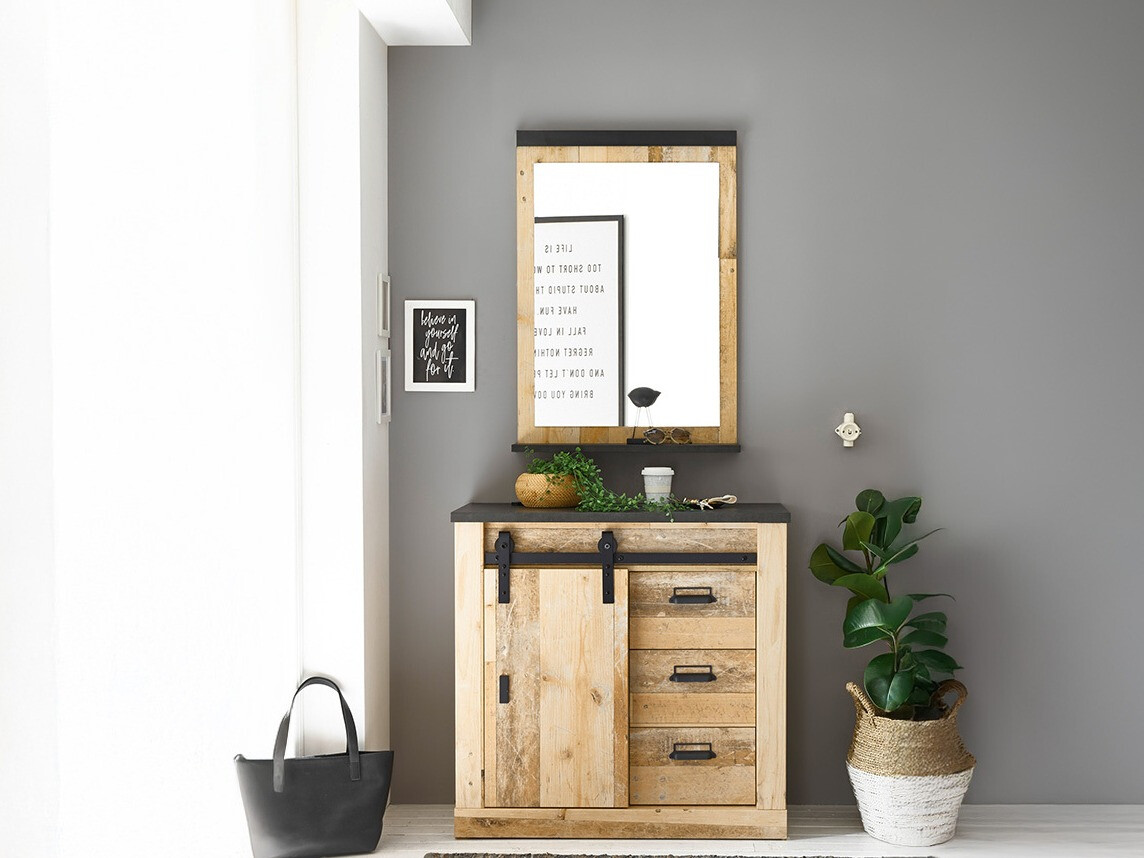 Meuble d'entrée Cirtale 129 (Arbre âgé + Anthracite)