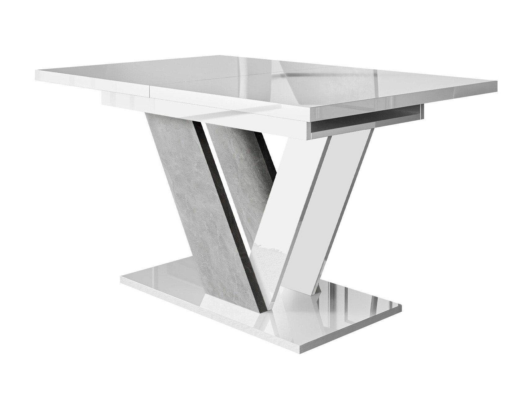 Table Violium (Blanc brillant + Béton)