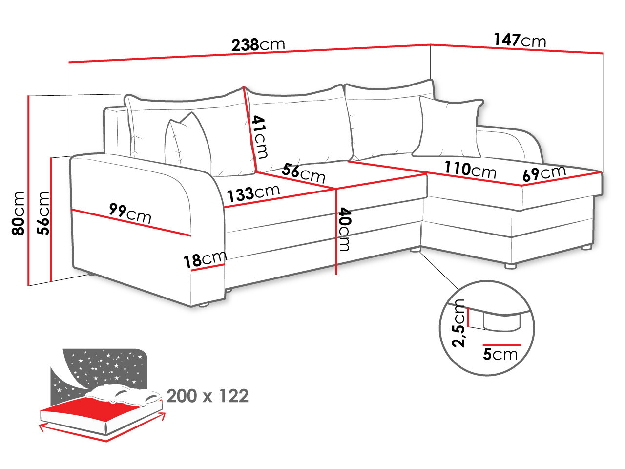 Canapé d'angle Comfivo Melissa (Lux 06 + Lux 05)