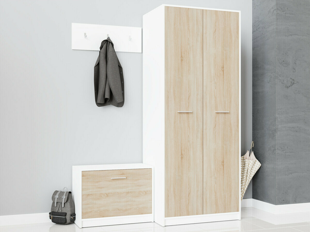 Meubles à chaussures Novsore 111 (Blanc + Sonoma chêne)