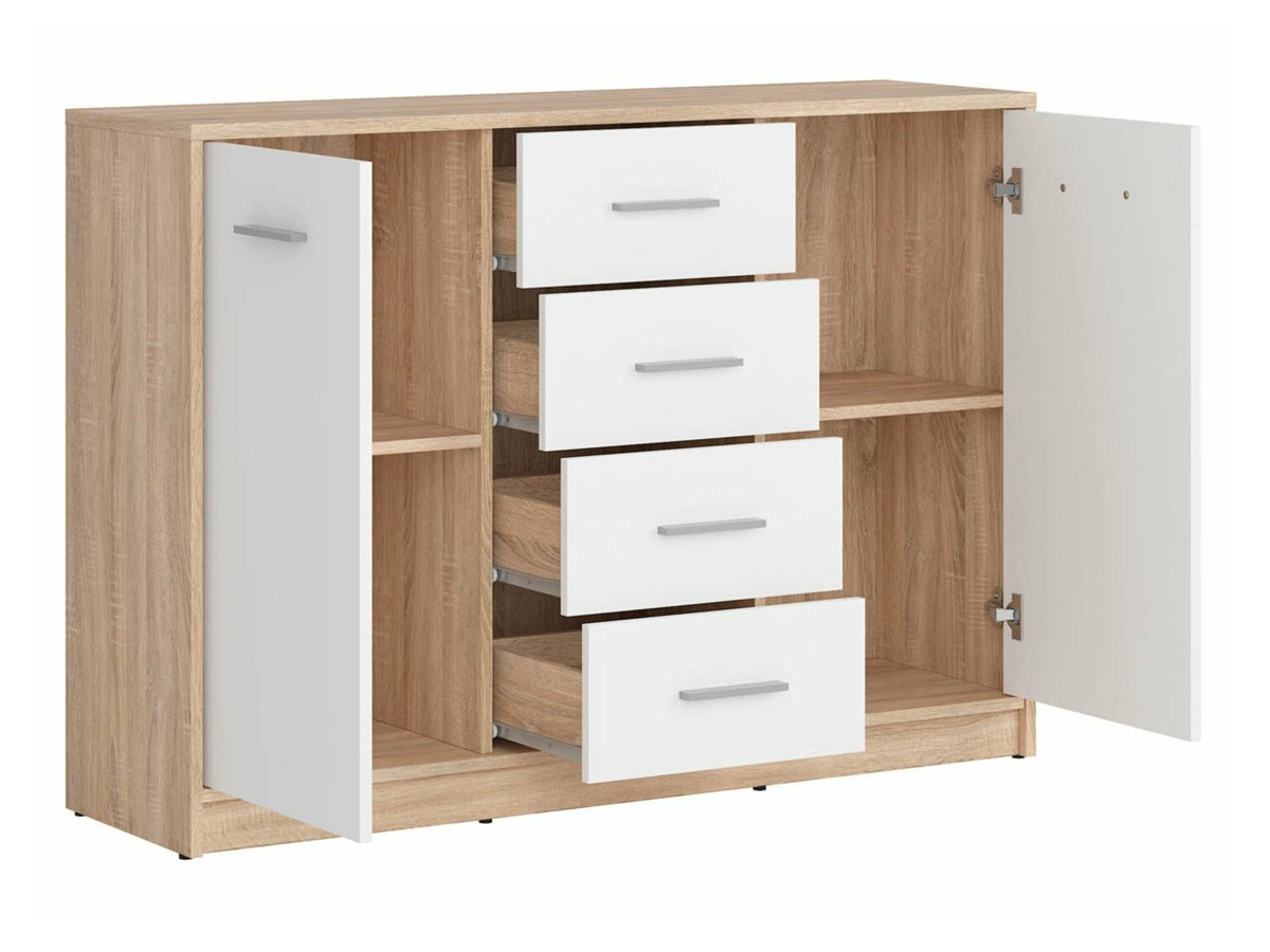 Commode Novsore 118 (Blanc + Sonoma chêne)