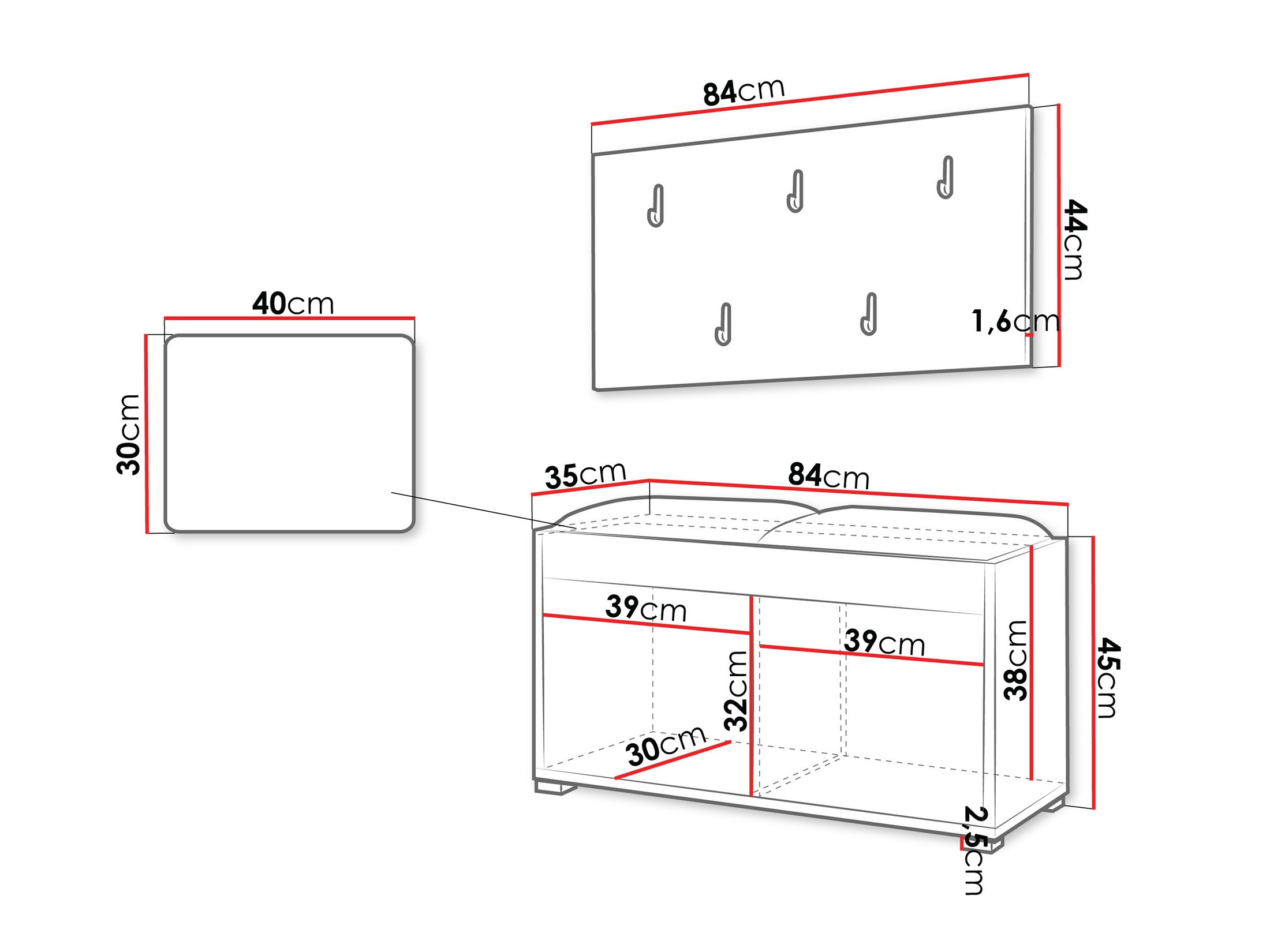 Meuble d'entrée Comfivo Tutela (Blanc)