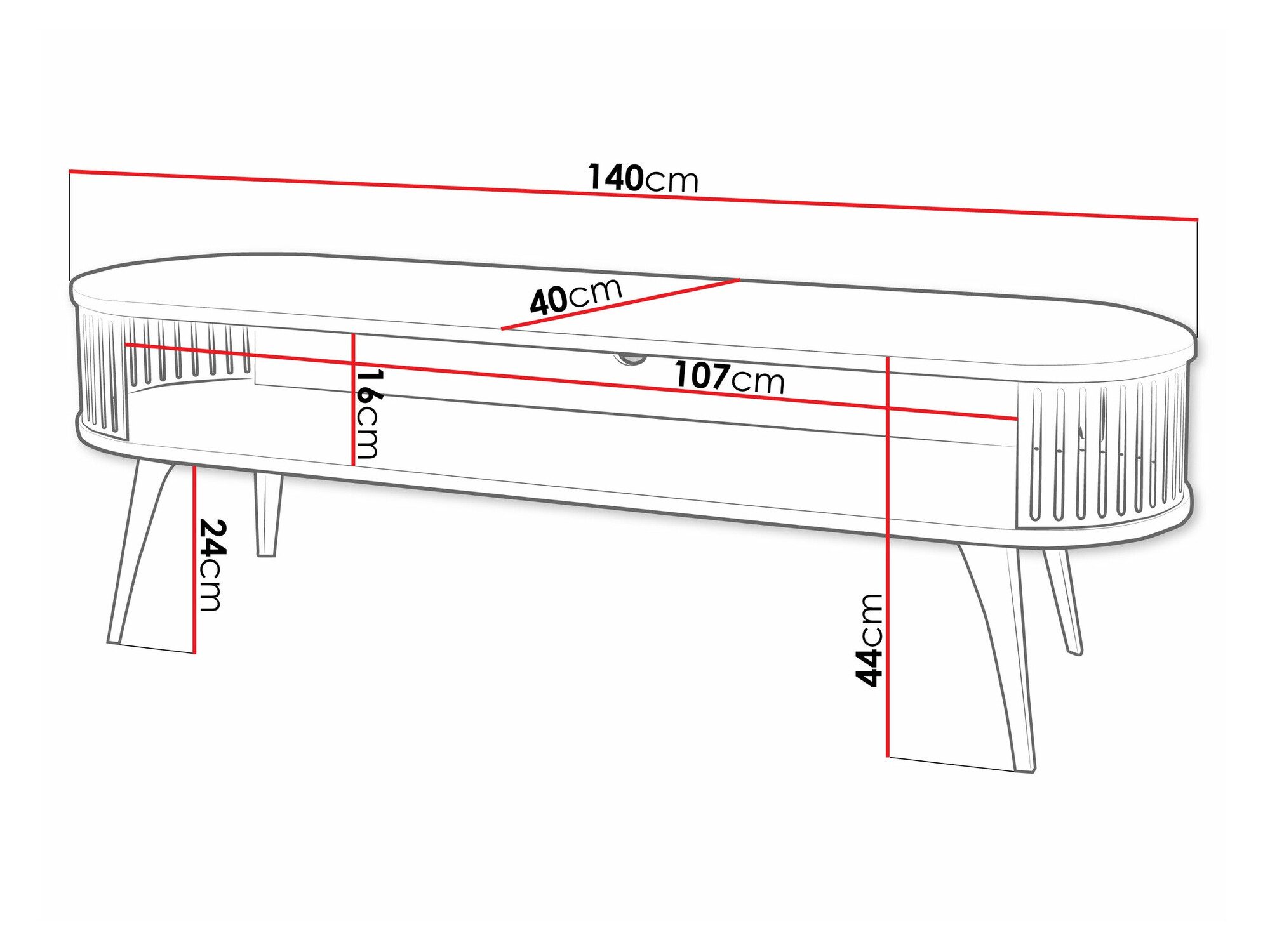 Meuble TV Vitum II (Rose + Blanc)