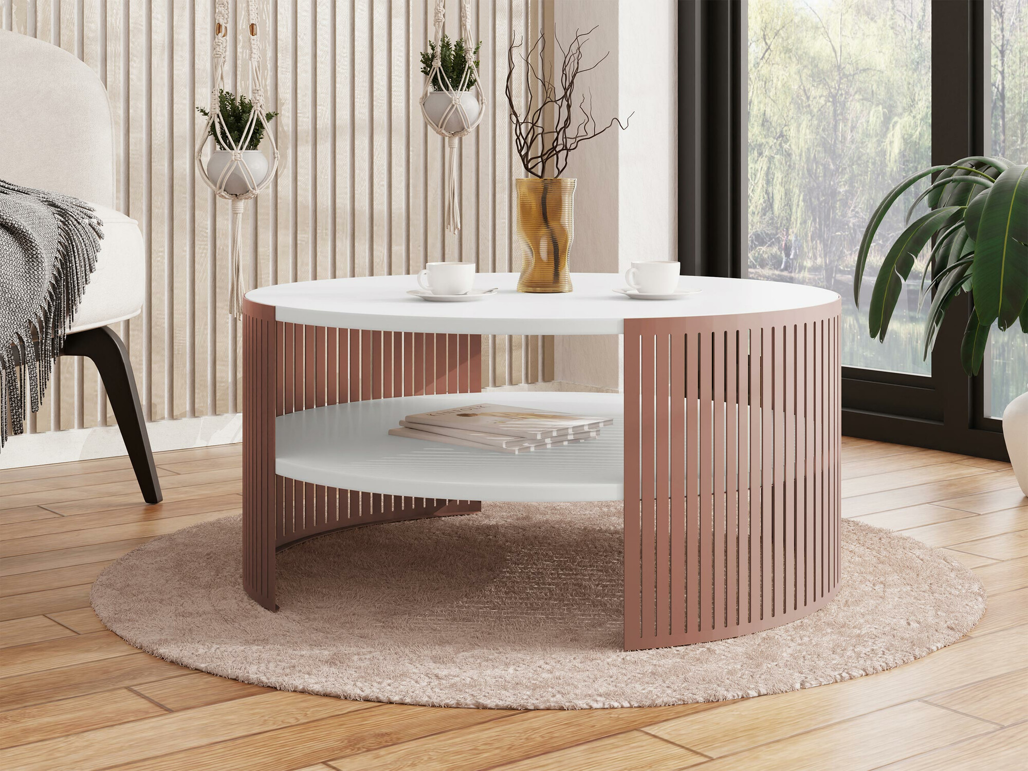 Table basse Civer II (Rose + Blanc)