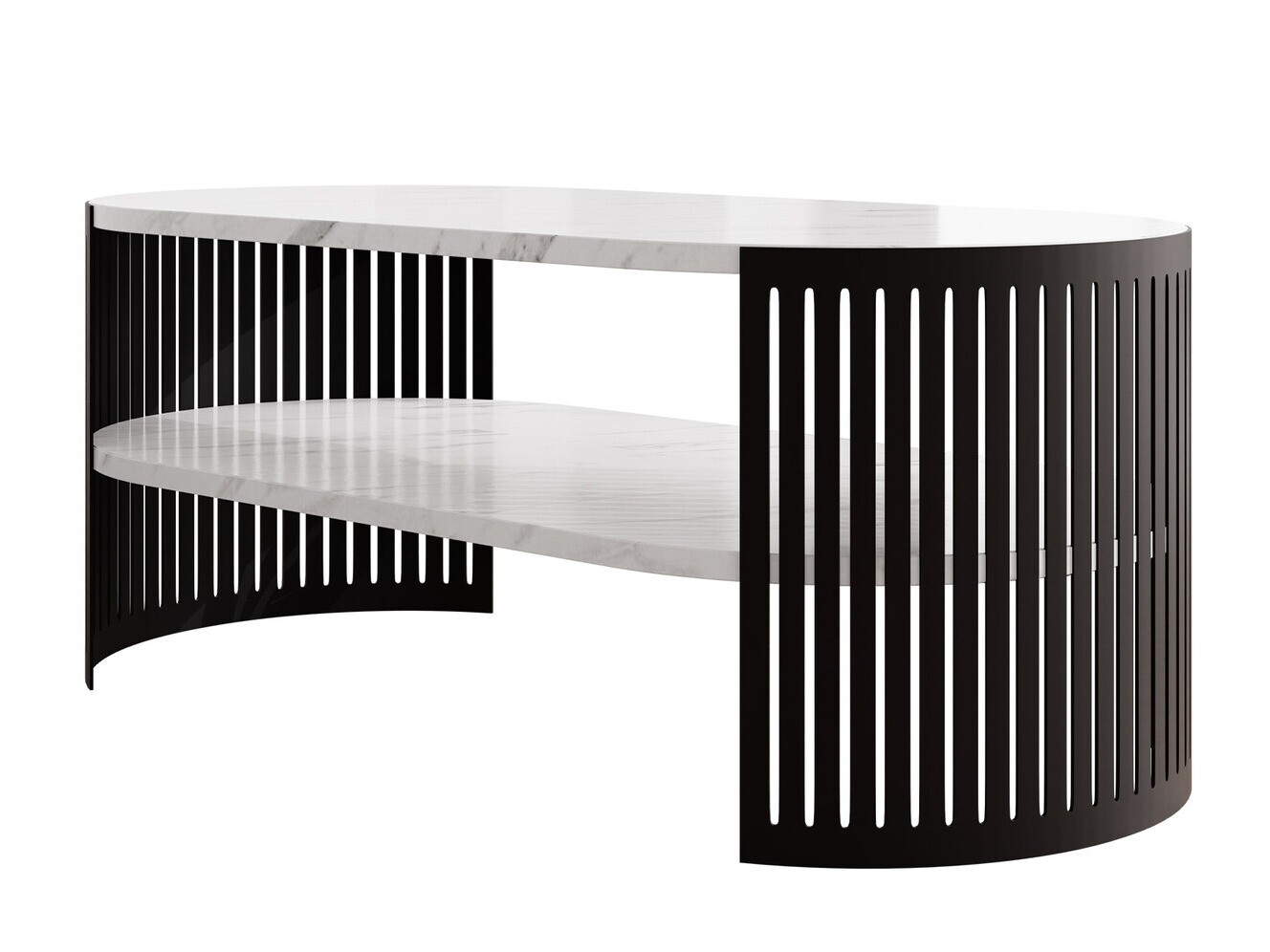 Table basse Civer III (Noir + Marbre blanc)