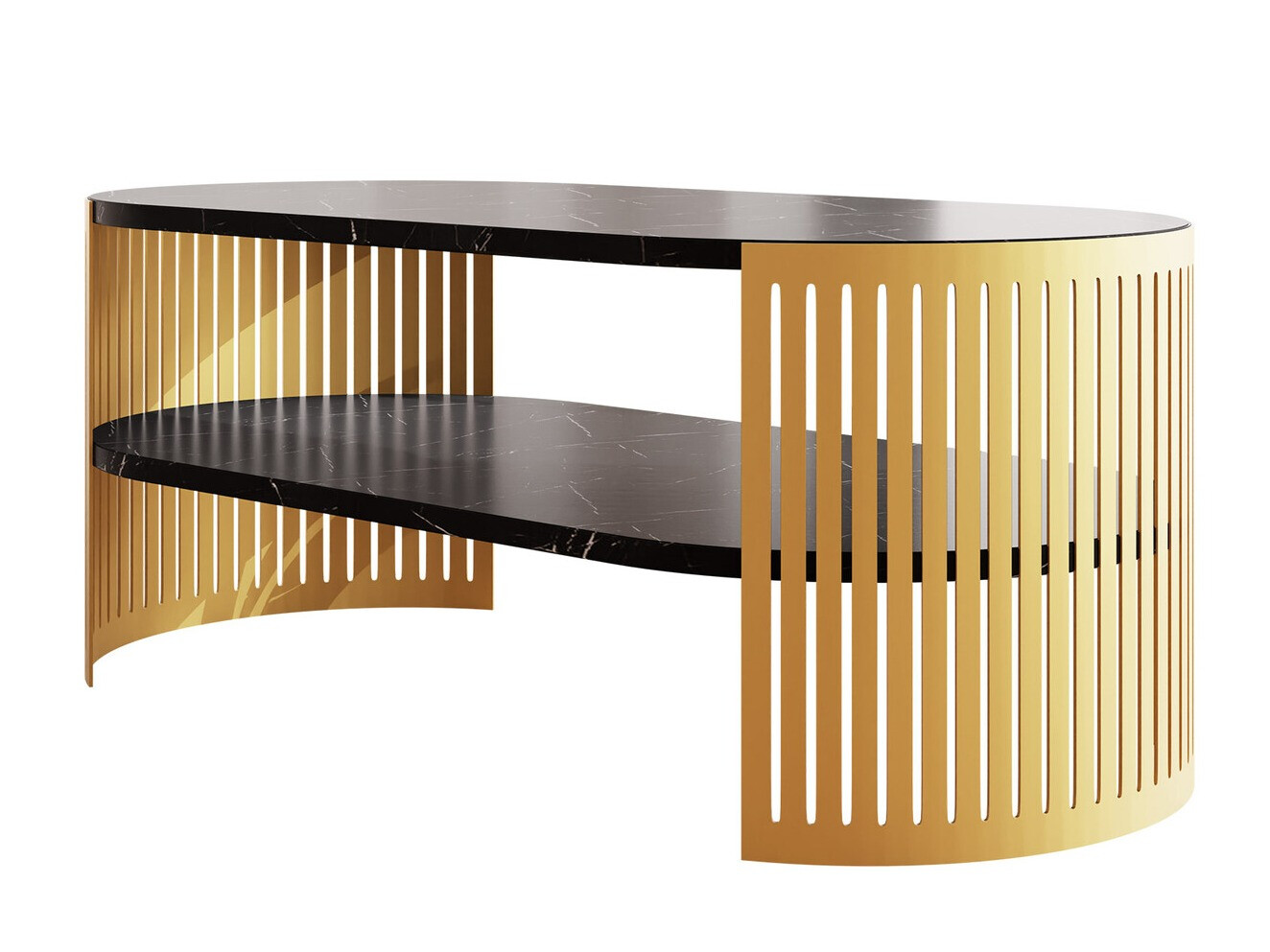Table basse Civer IV (Doré + Marbre noir)