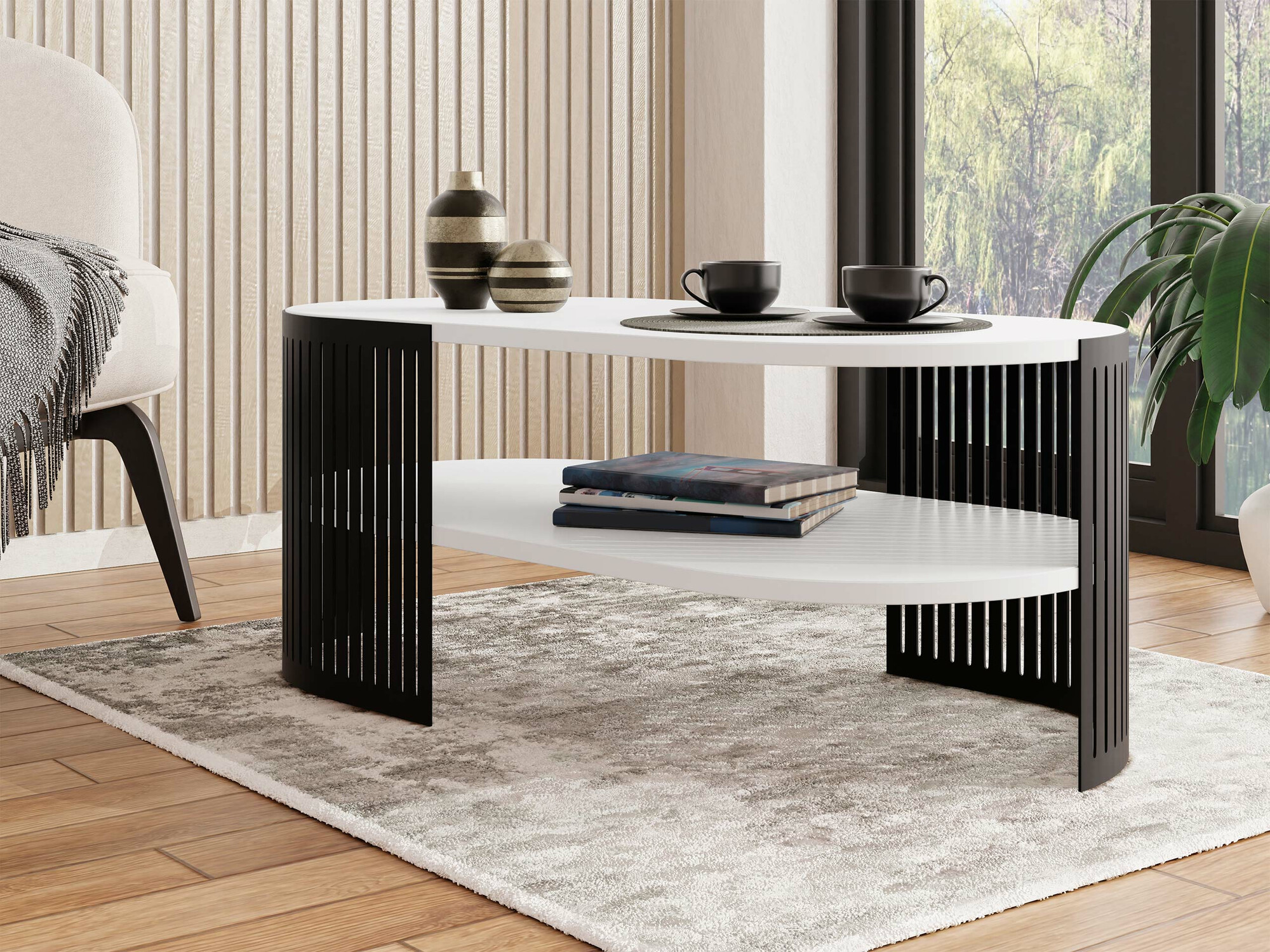 Table basse Civer VI (Noir + Blanc)