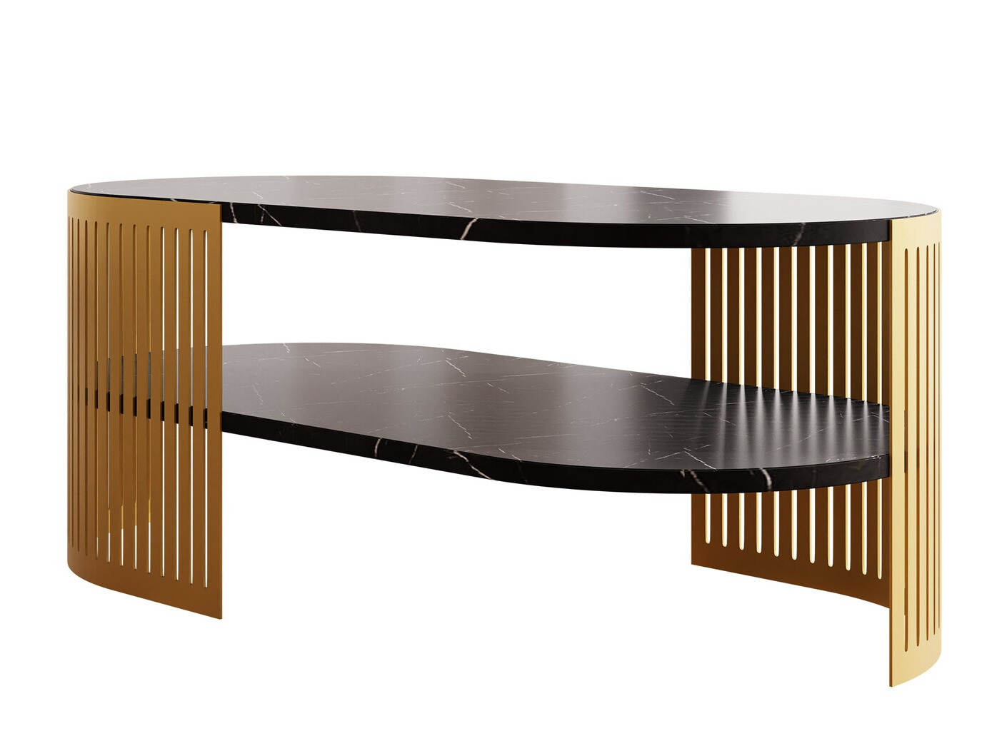 Table basse Civer VII (Doré + Marbre noir)