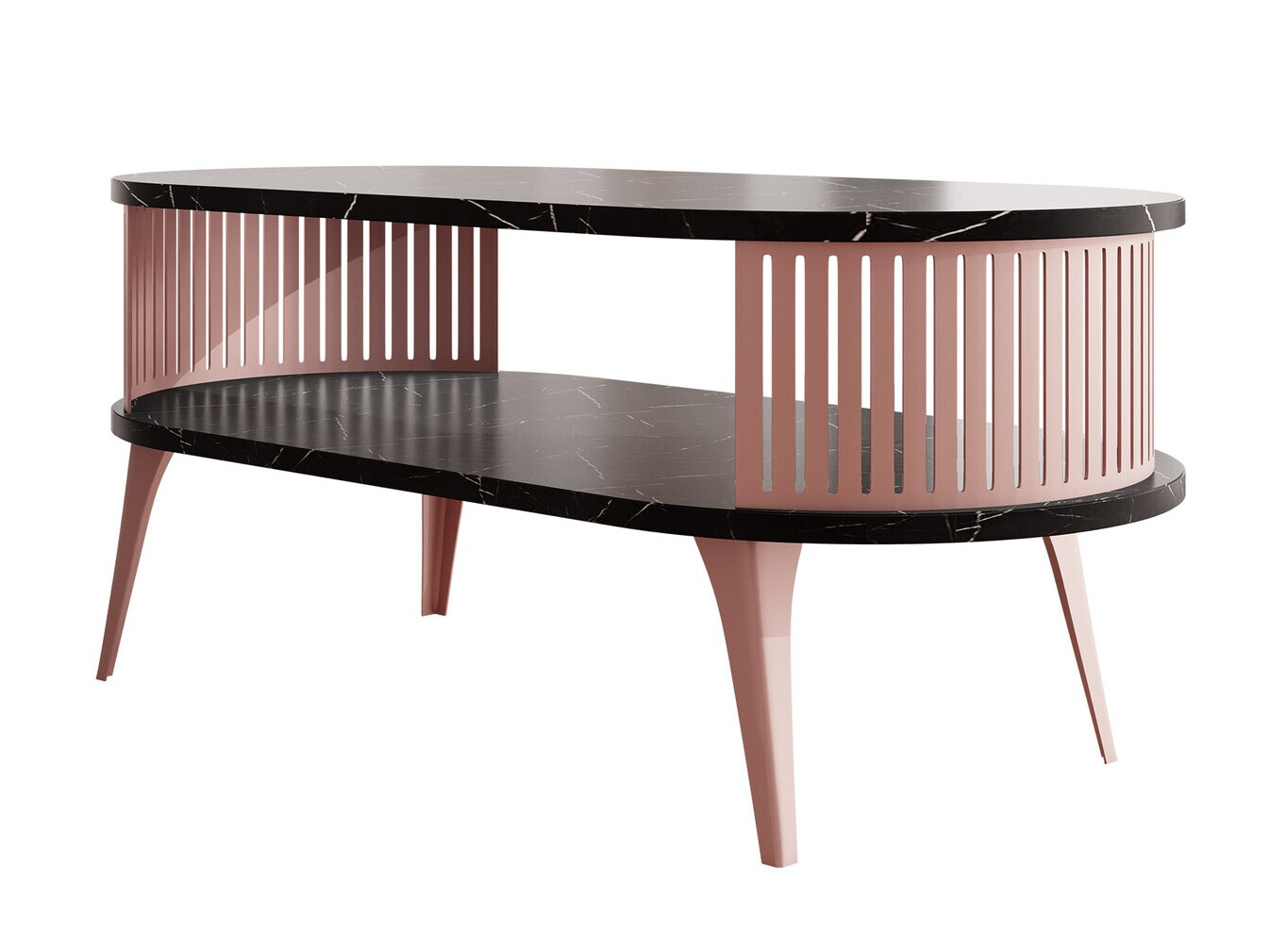 Table basse Vitum V (Rose + Marbre blanc)
