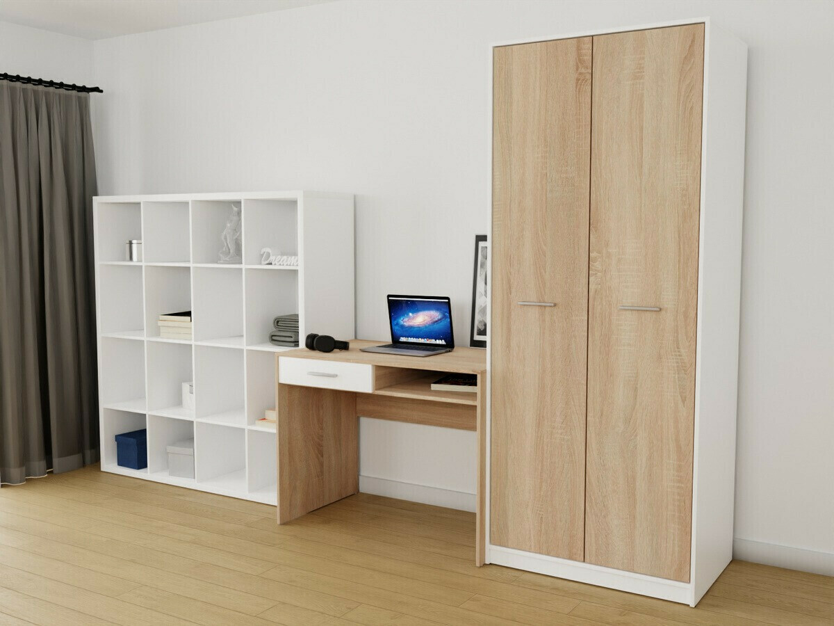 Ensemble de bureau à domicile Novsore 153 (Blanc + Sonoma chêne)
