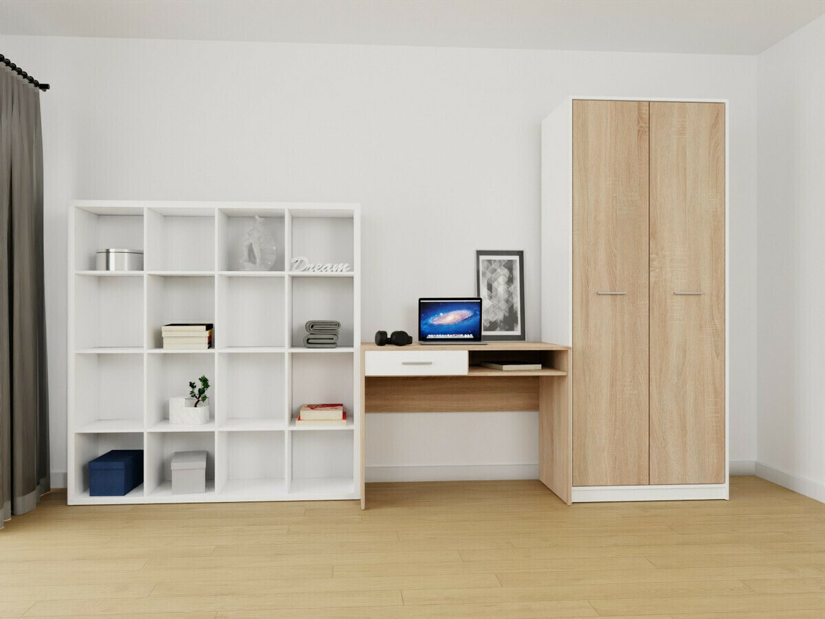 Ensemble de bureau à domicile Novsore 153 (Blanc + Sonoma chêne)
