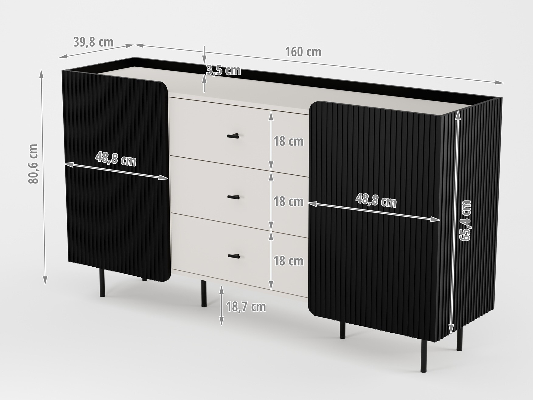 Commode Mansfield 100 (Noir + Cachemire)