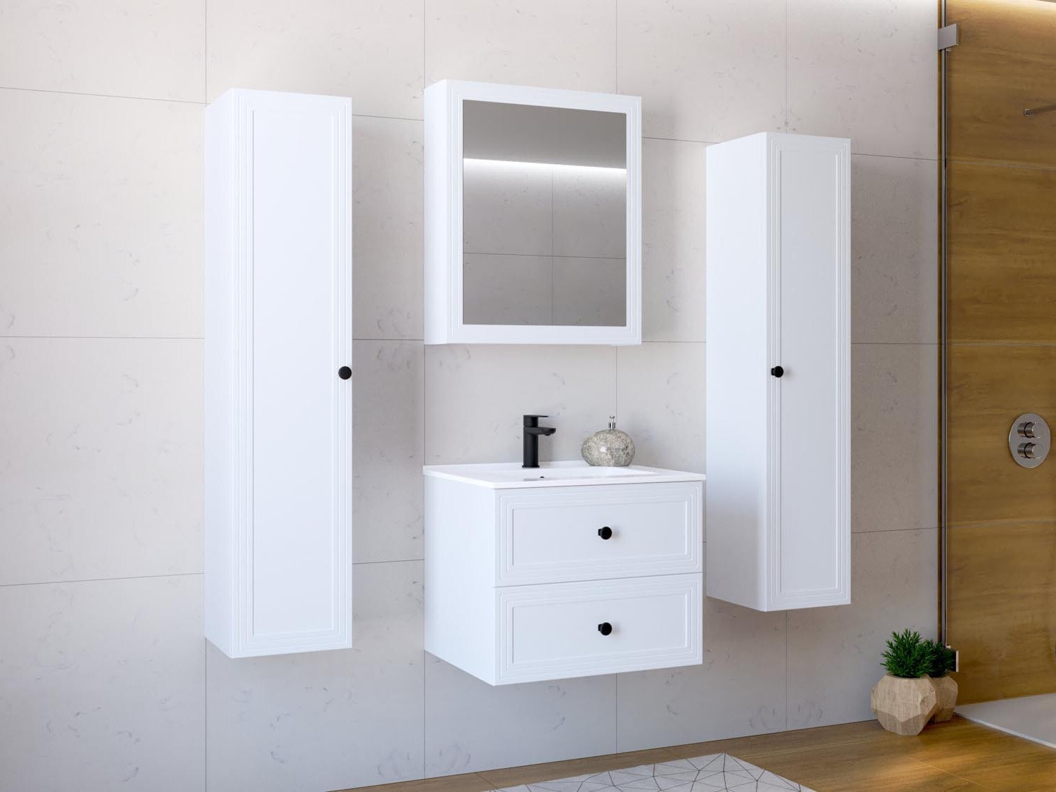 Armoire de salle de bain murale Fiovele 100 (Blanc)
