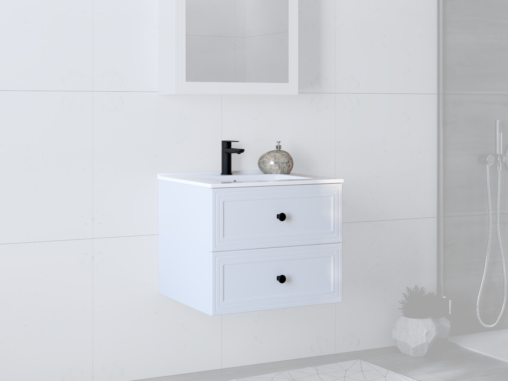 Armoire de salle de bains murale pour lavabo Fiovele 103 (Blanc)