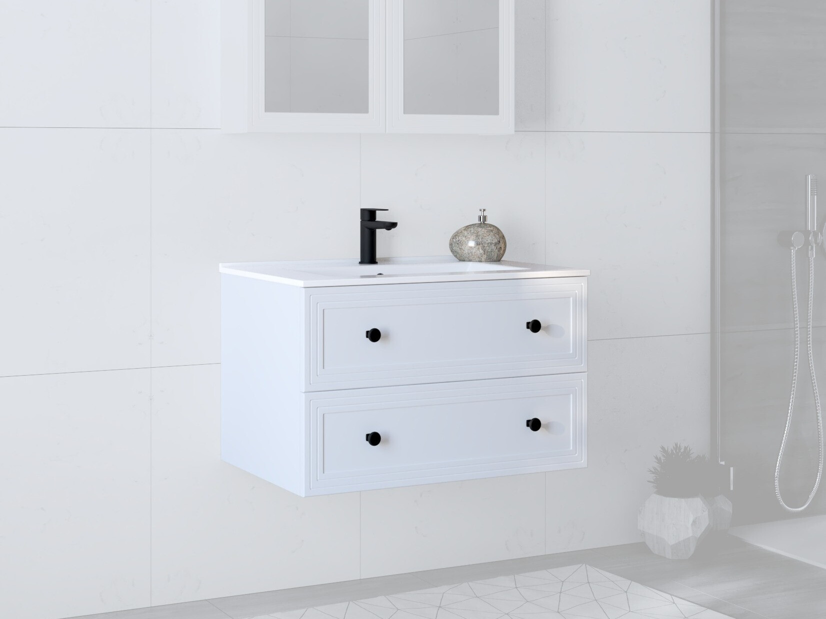 Armoire de salle de bains murale pour lavabo Fiovele 104 (Blanc)