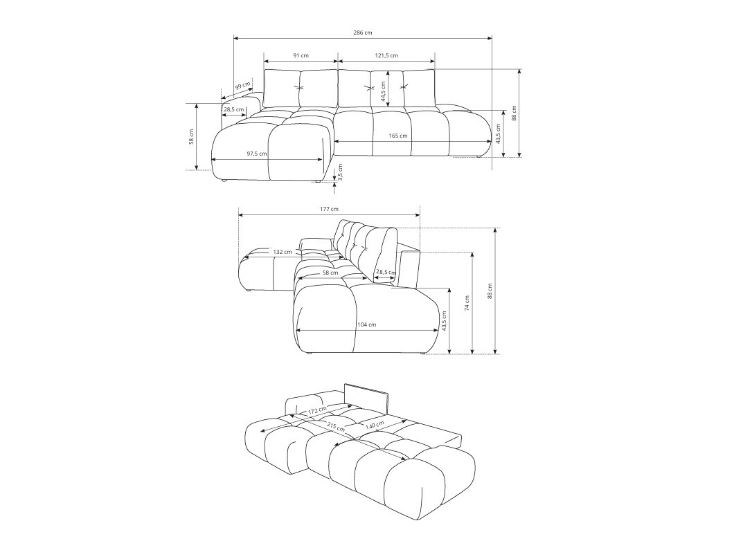 Canapé d'angle Kingston 156 (Perfect Harmony 01)