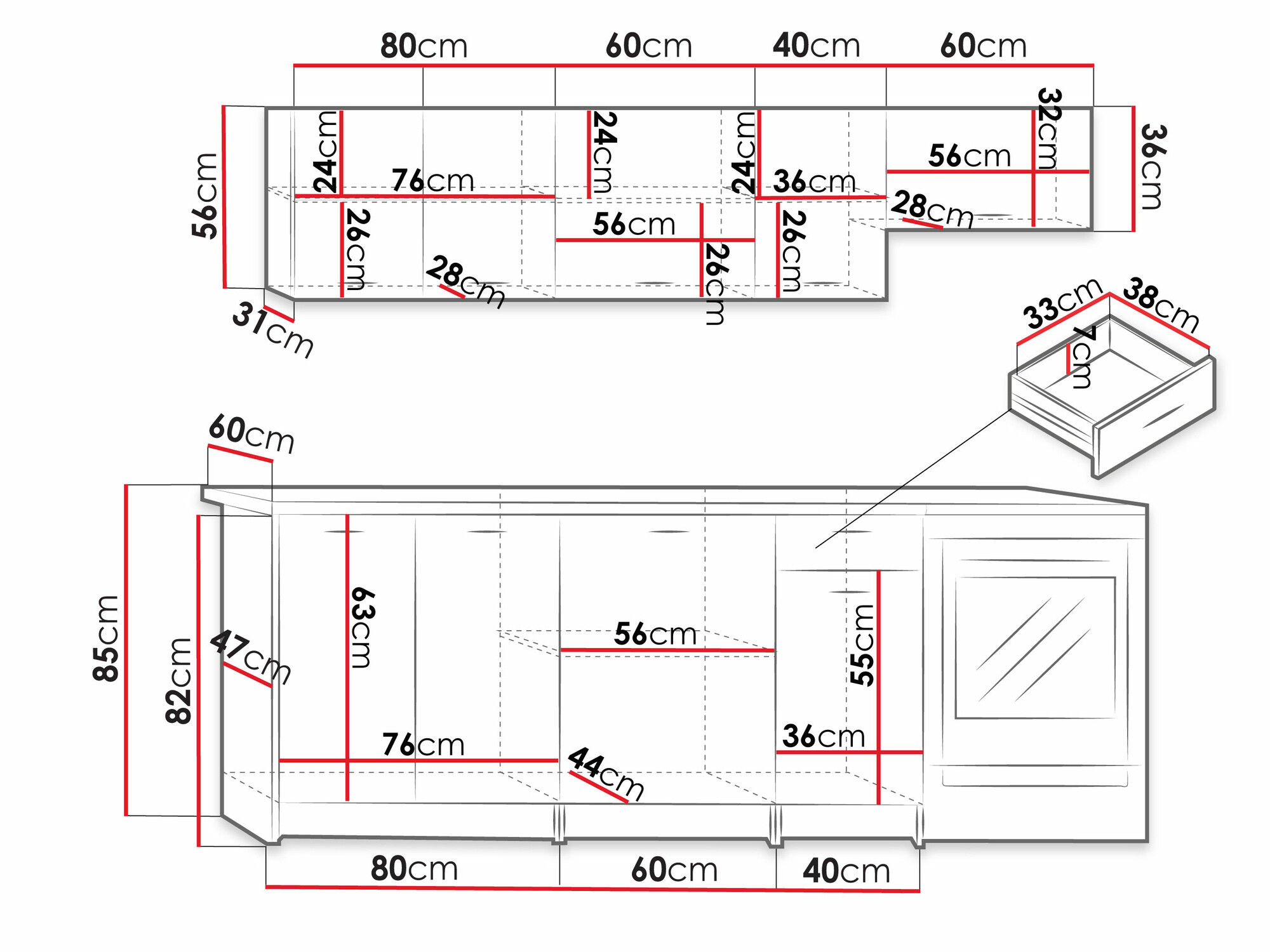 Cuisine complète Ota I (Chêne Artisan + Noir)