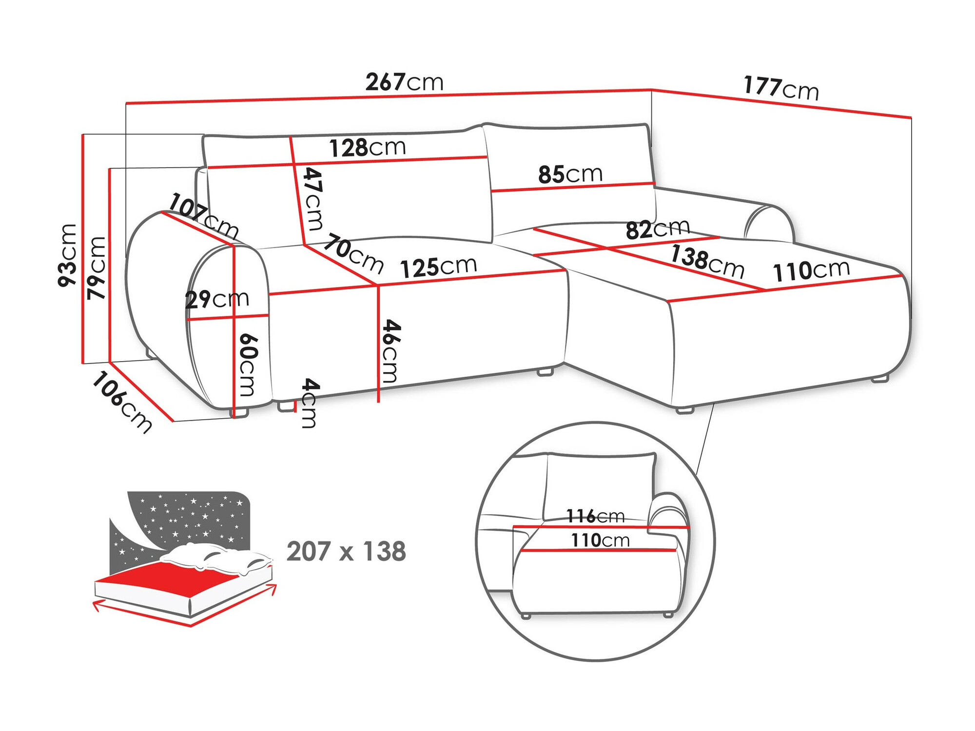 Canapé d'angle TrendyNest Strigina (Tilia 86)