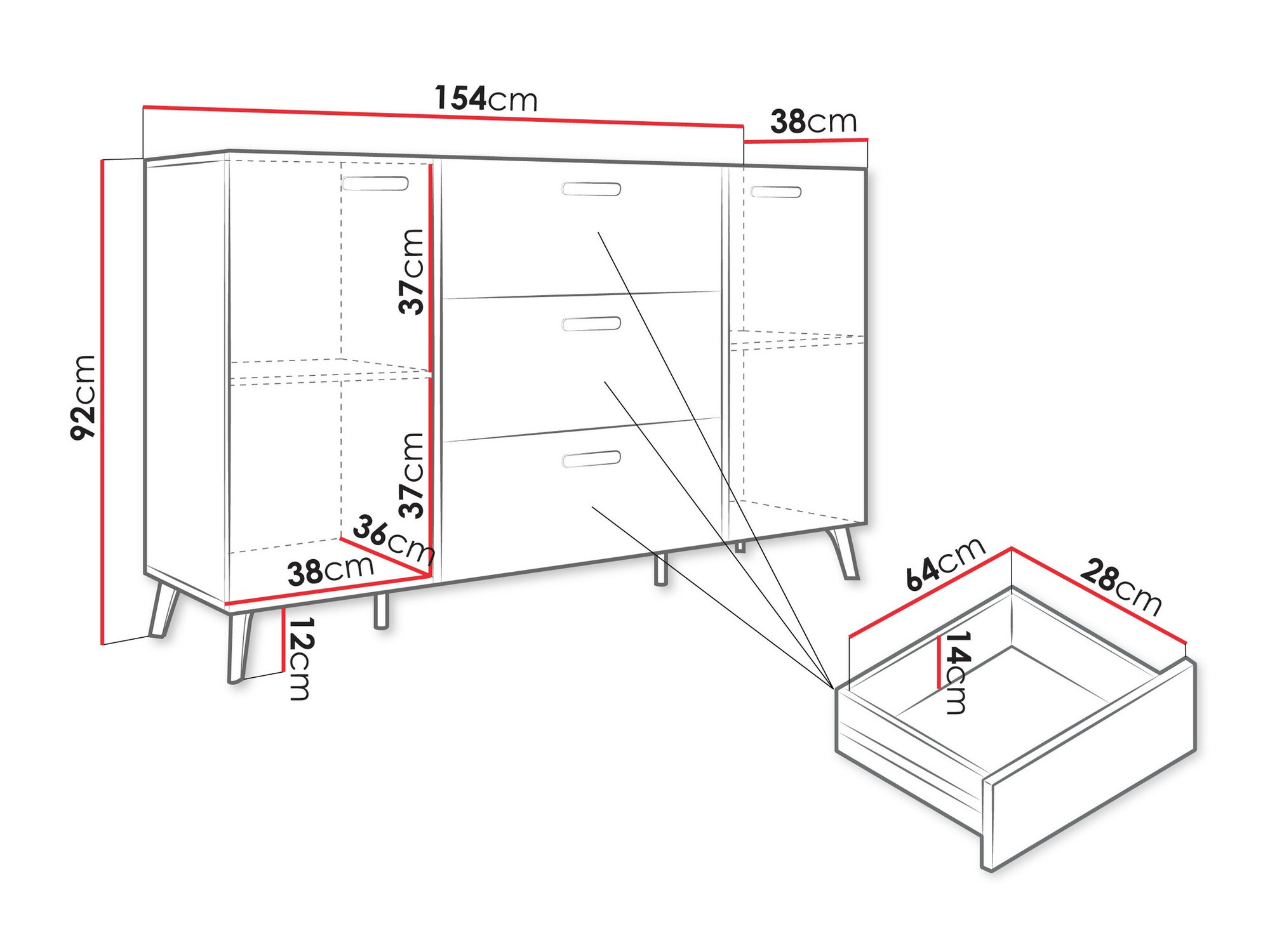 Commode Comfivo Capella I (Blanc + Blanc brillant)