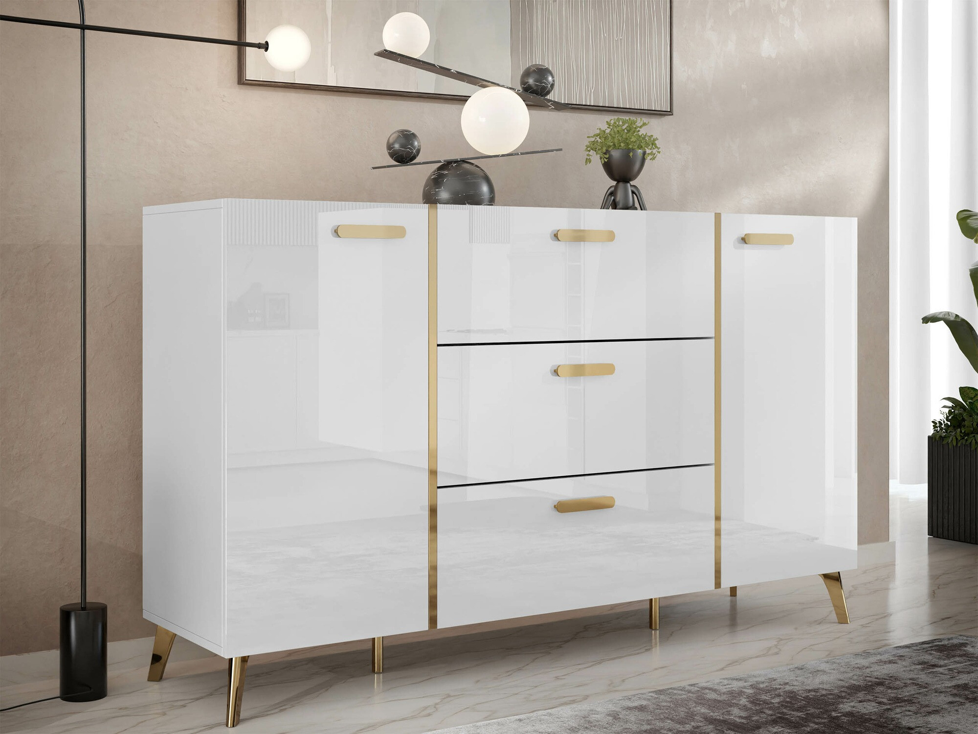 Commode Comfivo Capella I (Blanc + Blanc brillant)