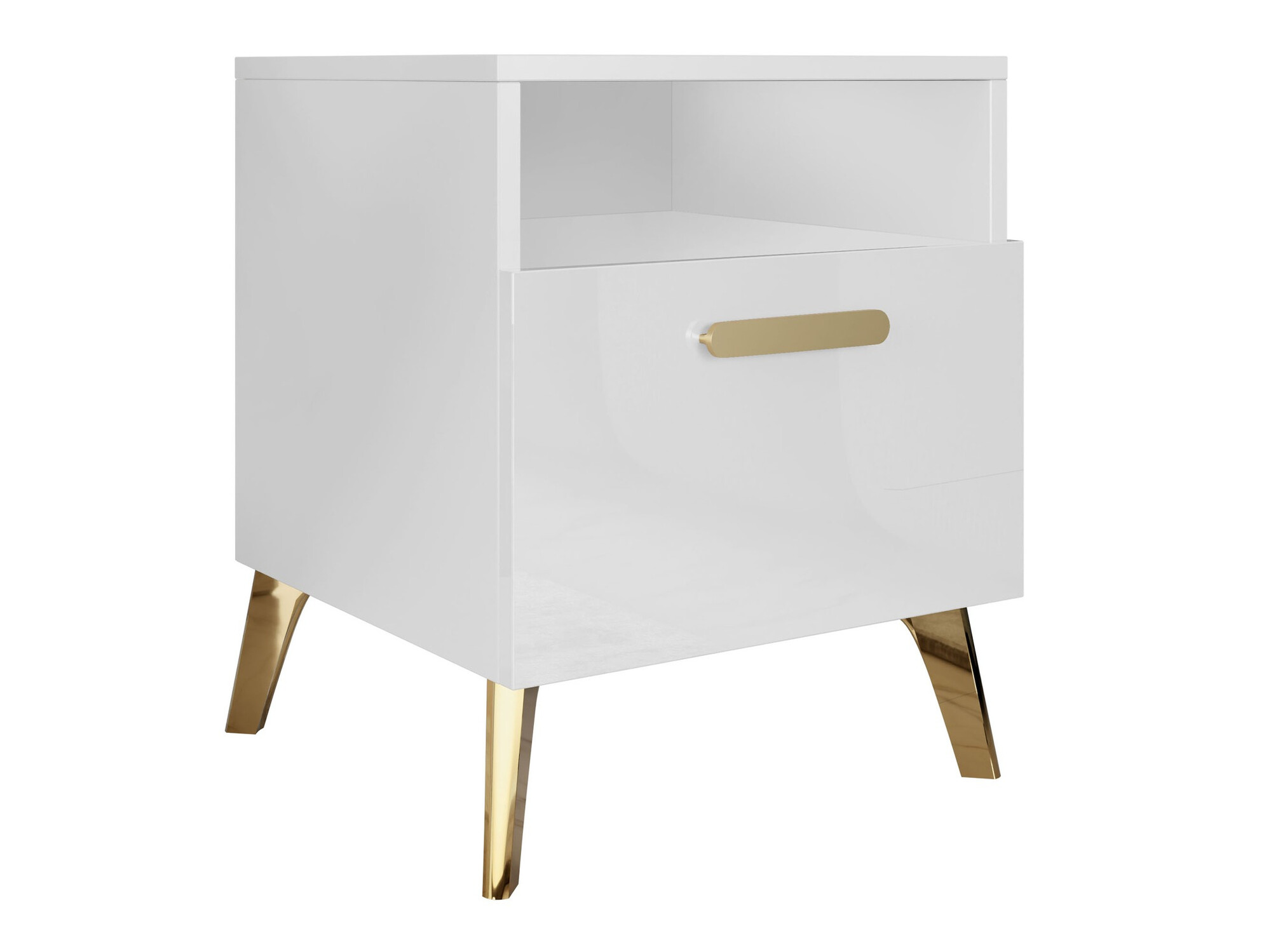 Table de chevet Comfivo Capella (Blanc + Blanc brillant)