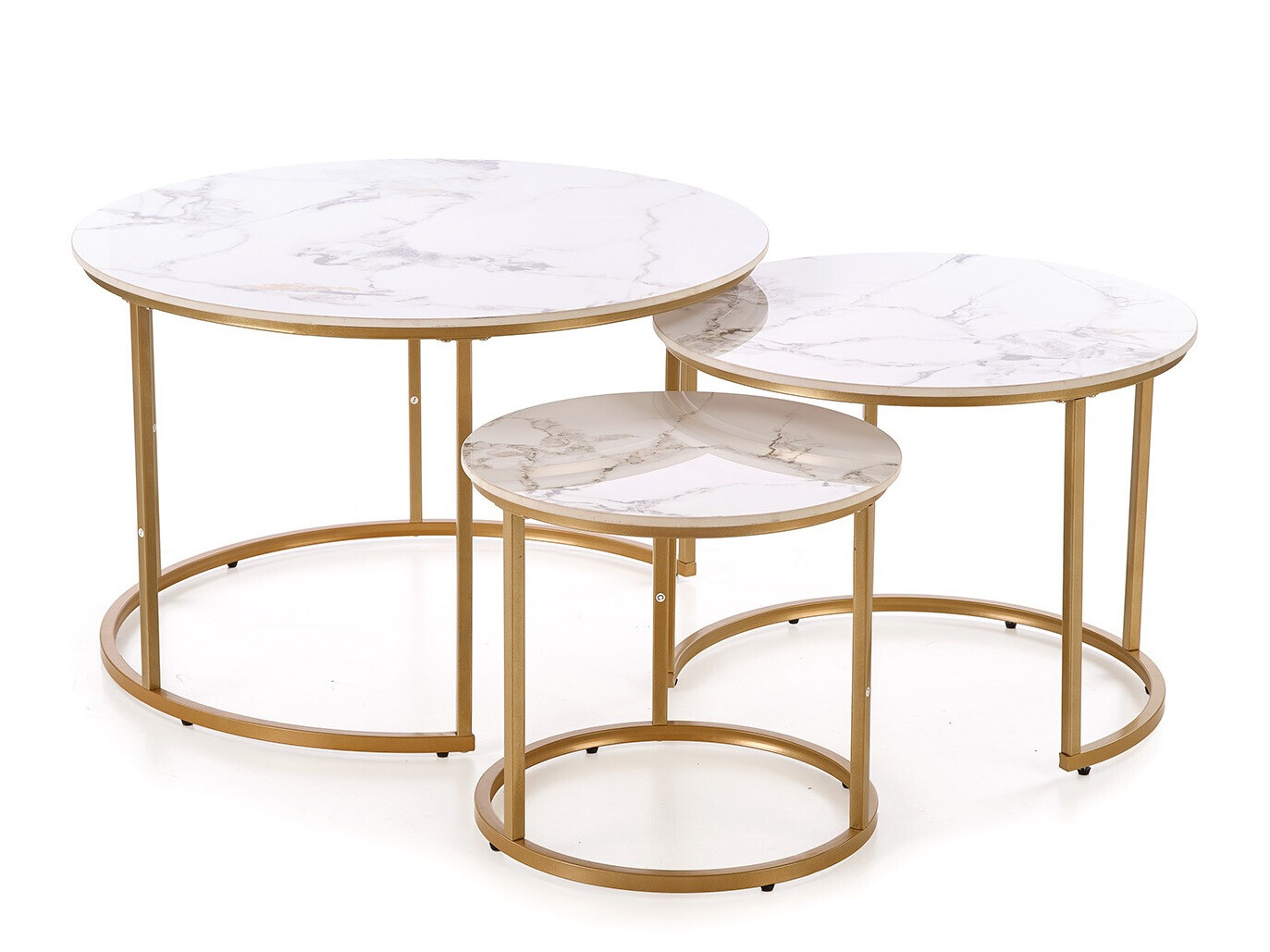 Ensemble tables basses Houston 1884 (Doré + Marbre blanc)