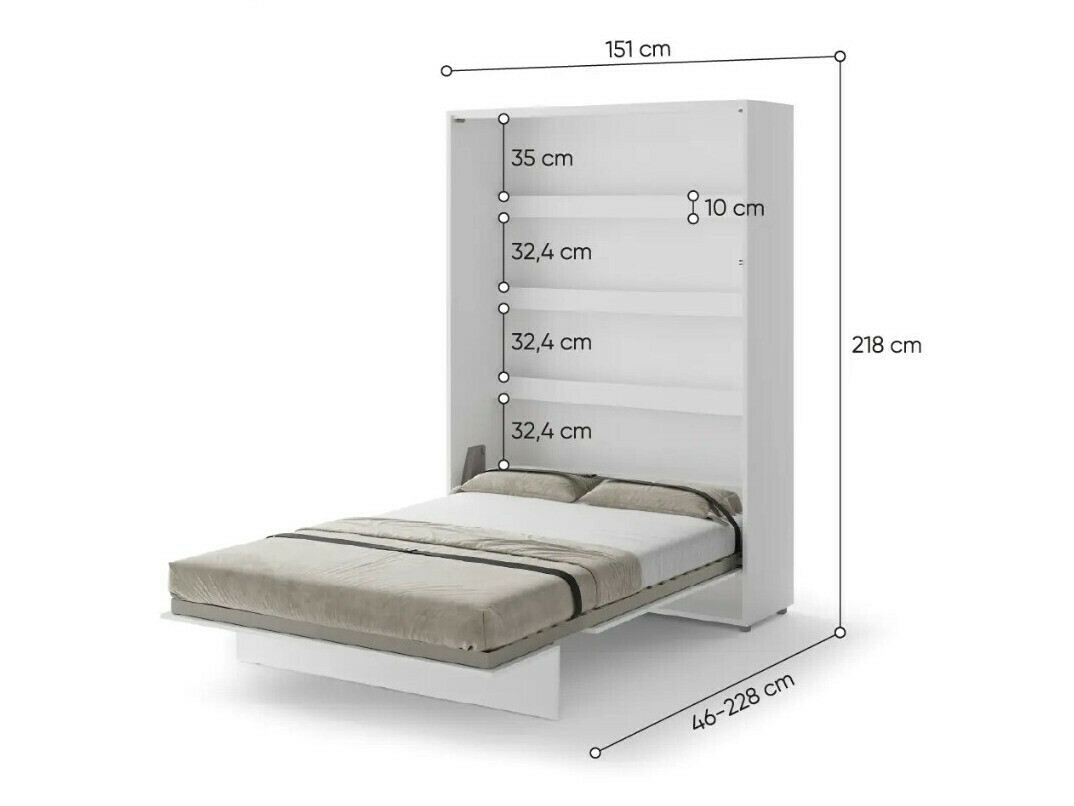 Lit escamotable Concept Pro Lenart VII (Blanc brillant + Gris)