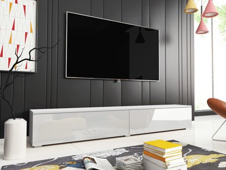 Meuble TV Sarasota 121 (Blanc + Blanc brillant)