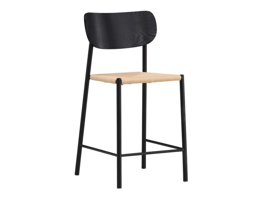 Chaise de bar mi-hauteur Dallas 4705 (Noir + Brun clair)