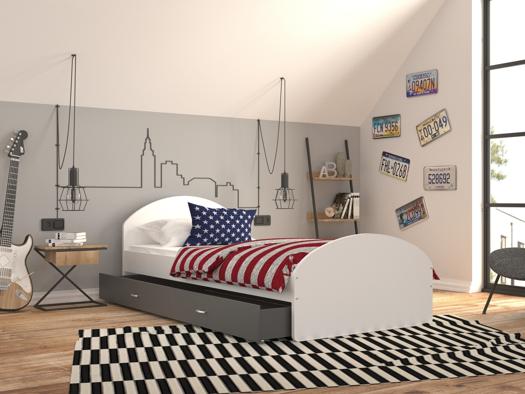 Lit Aurora 177 (Blanc + Gris)