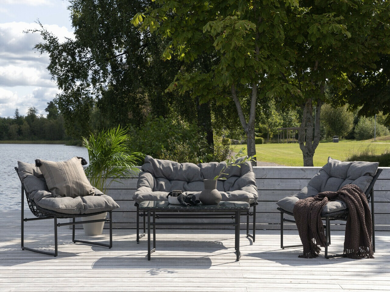 Ensemble de mobilier de jardin Dallas 4732 (Noir + Gris)
